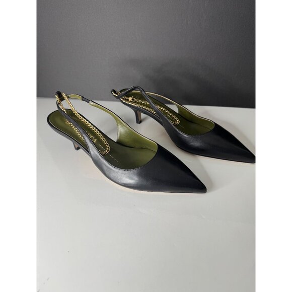 New Maria Luca Felicia Slingback Pump Black Leather Chain Anklet EU 36 US 6 - Picture 6 of 11